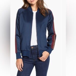 Pam & Gela Navy Track Jacket with Metallic Stripe